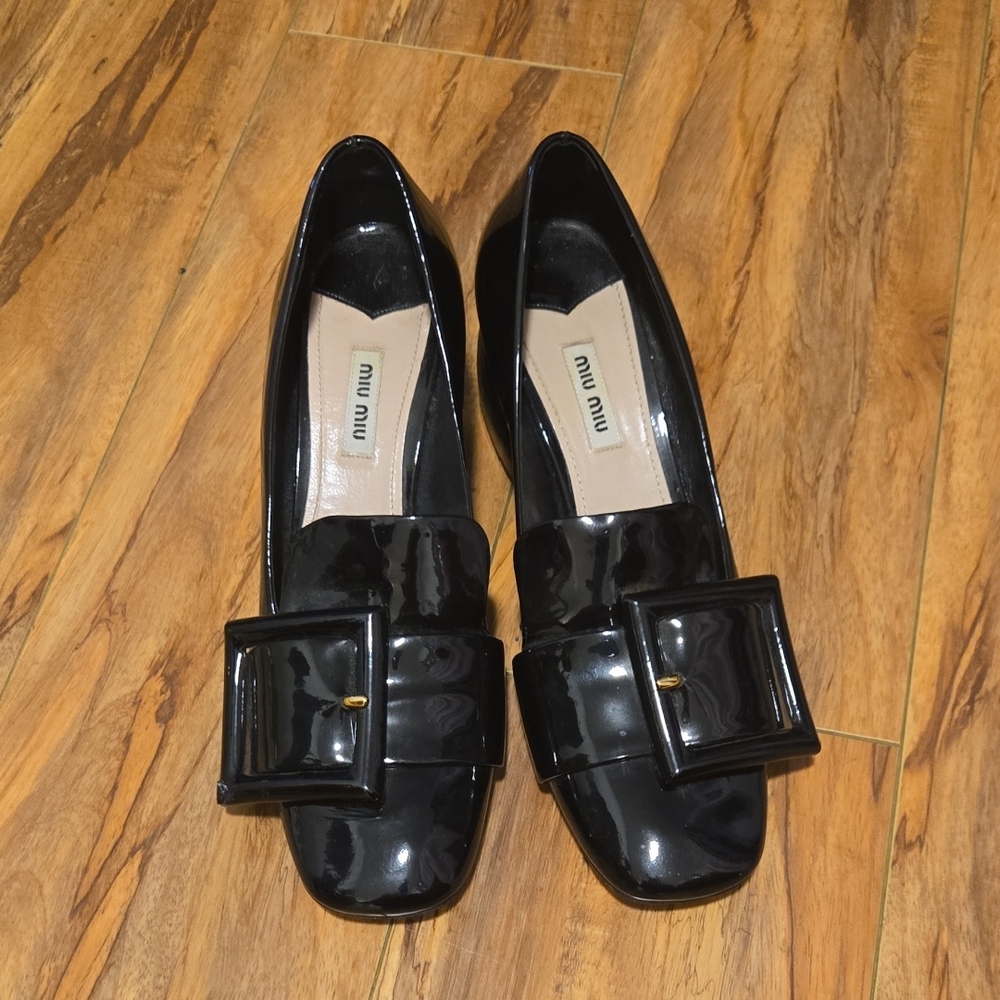 Miu Miu Black Patent Leather Loafers